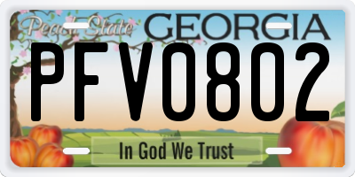 GA license plate PFV0802