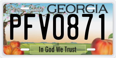 GA license plate PFV0871