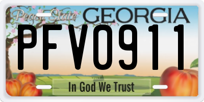 GA license plate PFV0911