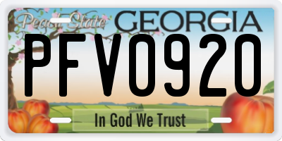 GA license plate PFV0920