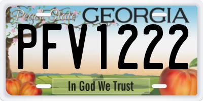 GA license plate PFV1222