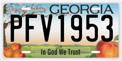 GA license plate PFV1953