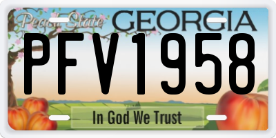 GA license plate PFV1958