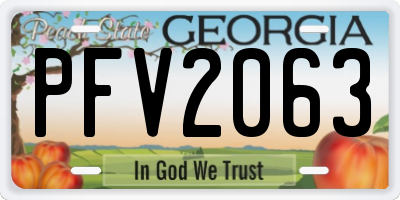 GA license plate PFV2063
