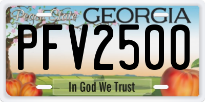 GA license plate PFV2500