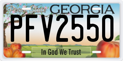 GA license plate PFV2550