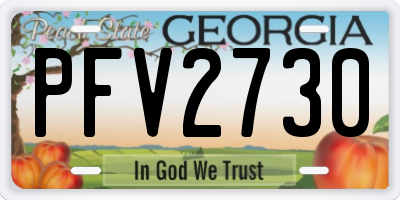 GA license plate PFV2730