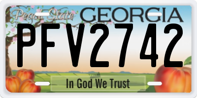GA license plate PFV2742