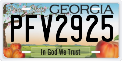 GA license plate PFV2925
