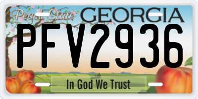 GA license plate PFV2936