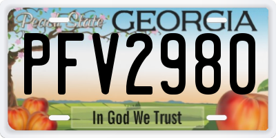 GA license plate PFV2980