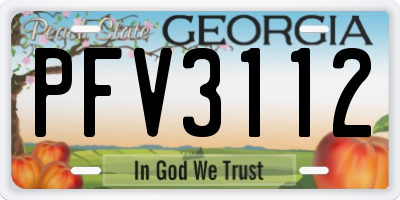 GA license plate PFV3112