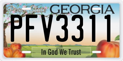GA license plate PFV3311