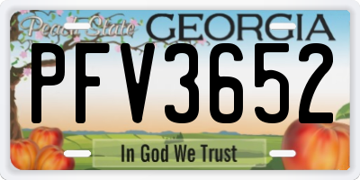 GA license plate PFV3652