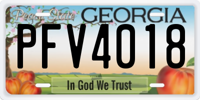 GA license plate PFV4018