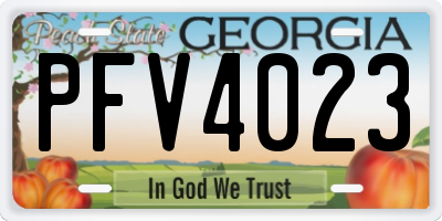 GA license plate PFV4023