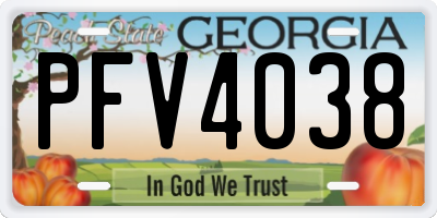 GA license plate PFV4038