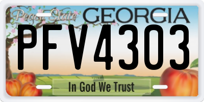 GA license plate PFV4303