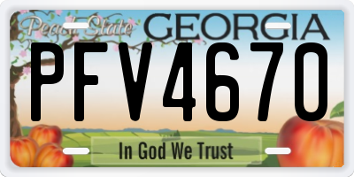 GA license plate PFV4670