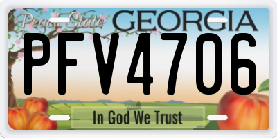 GA license plate PFV4706