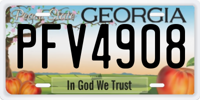 GA license plate PFV4908