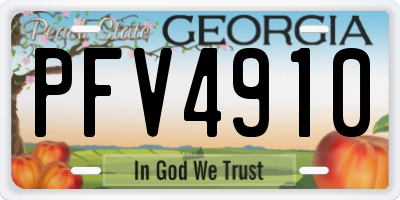 GA license plate PFV4910