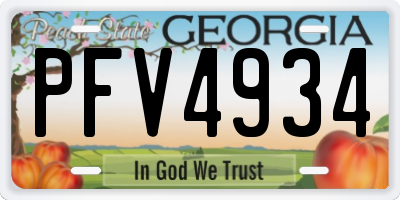 GA license plate PFV4934