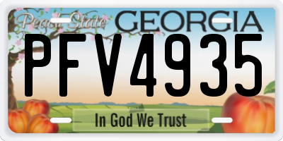 GA license plate PFV4935
