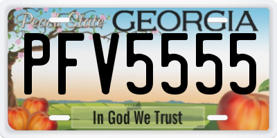 GA license plate PFV5555