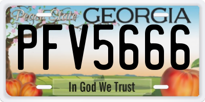 GA license plate PFV5666
