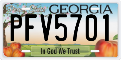GA license plate PFV5701