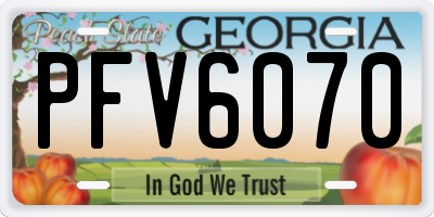 GA license plate PFV6070