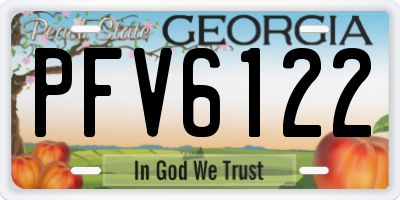 GA license plate PFV6122