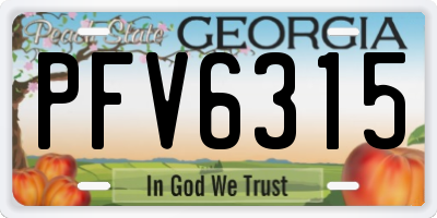 GA license plate PFV6315