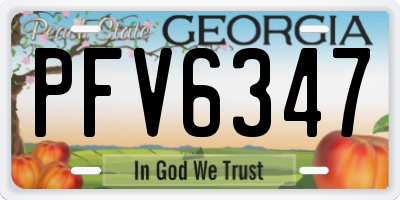 GA license plate PFV6347
