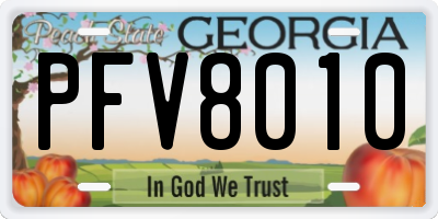 GA license plate PFV8010