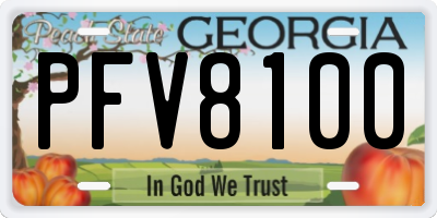 GA license plate PFV8100