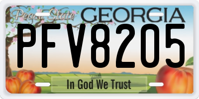 GA license plate PFV8205