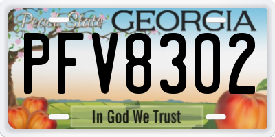 GA license plate PFV8302