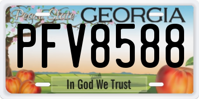GA license plate PFV8588