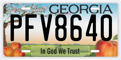 GA license plate PFV8640