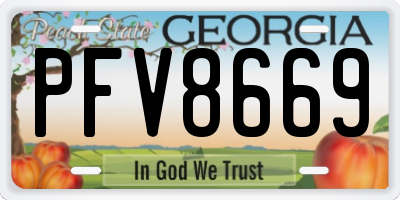 GA license plate PFV8669