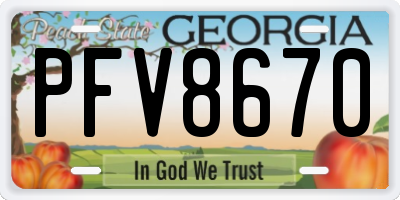 GA license plate PFV8670