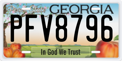 GA license plate PFV8796