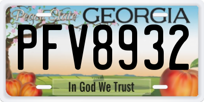 GA license plate PFV8932