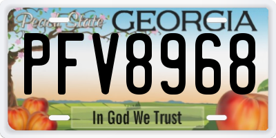 GA license plate PFV8968