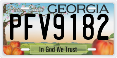 GA license plate PFV9182