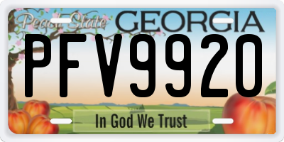 GA license plate PFV9920