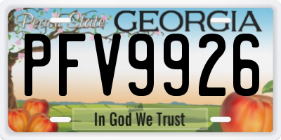 GA license plate PFV9926