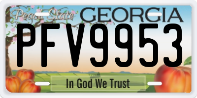 GA license plate PFV9953